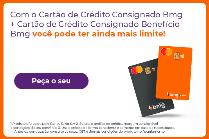 BMG Consignado Cartão de crédito com limite de 1.000 reais
