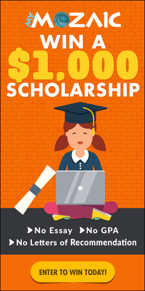 Win a $1000 College Scholarship - NO Essay, NO GPA, NO Letters of Recommendation - APPLY NOW!