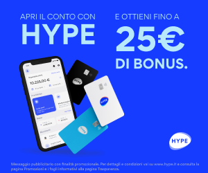 HYPE: Usa il coupon CIAOHYPER ed ottieni un bonus di 25 euro