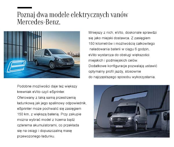 Poznaj dwa modele elektrycznych vanów Mercedes-Benz.